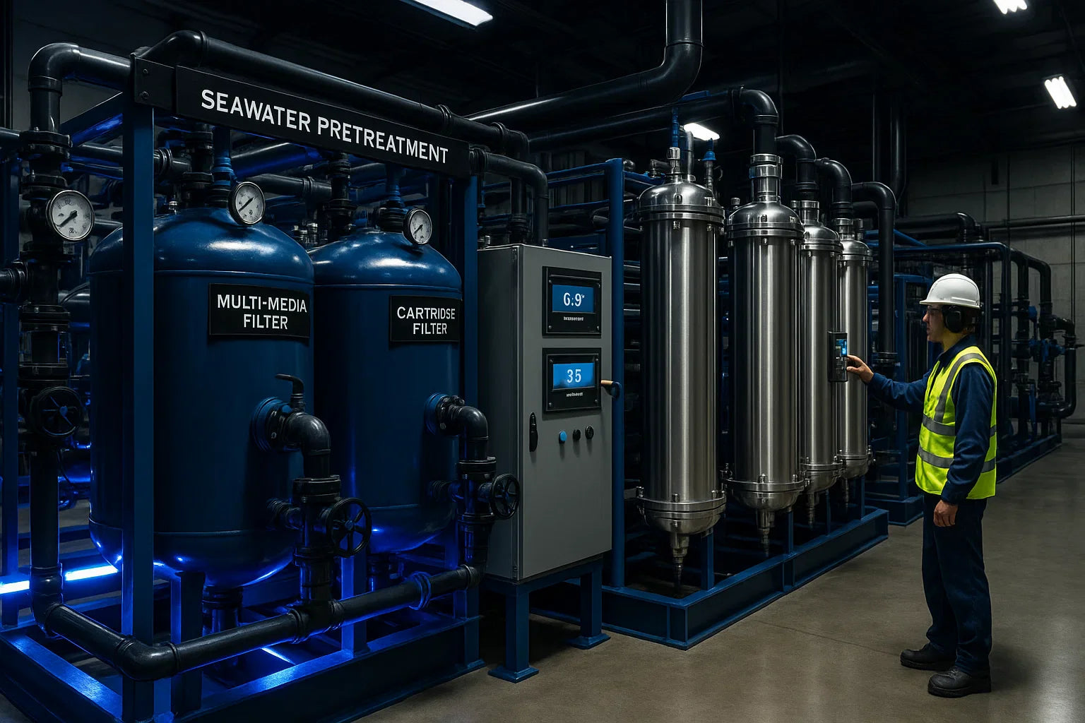 How to choose the best filter cartridge combination for high turbidity seawater pretreatment? Comparison of depth between multi-media filtration and drum filtration